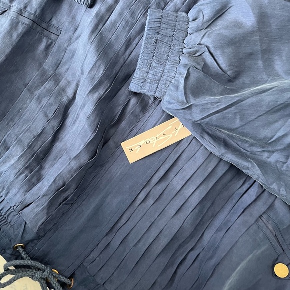 Blue Lightweight Shirt Jacket with‎ Stand-Up Collar - Picture 10 of 11